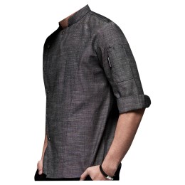 Customized three-quarter sleeve chef clothes design snap button pencil bag design chef clothes cowboy chef clothes supplier SKKI084 Customized three-quarter sleeve chef clothes design snap button pencil bag design chef clothes cowboy chef clothes supplier SKKI084